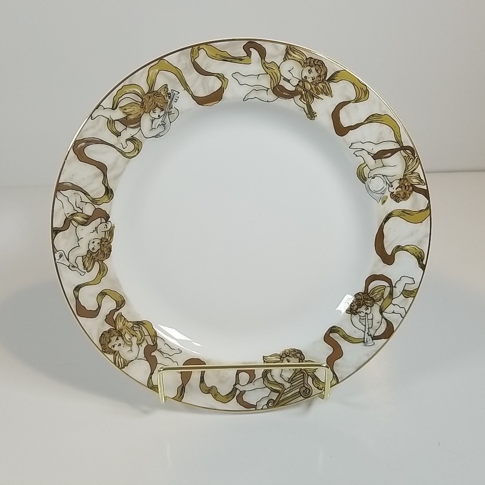American Atelier Heavenly Hosts 3373 Plate Cherub Gold Porcelain Holiday